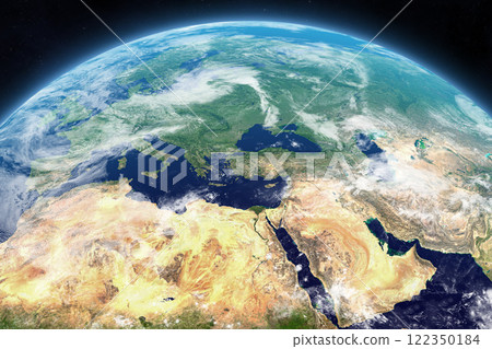 Planet Earth with clouds. 122350184