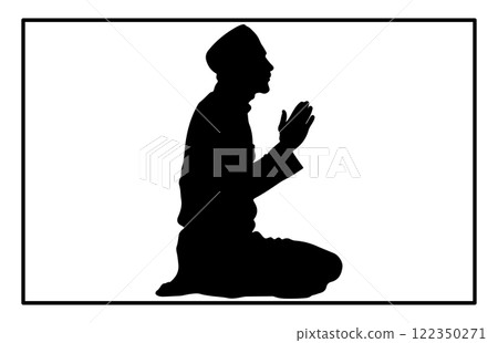 Silhouette of a Muslim praying, Man Muslim Praying Silhouette 122350271