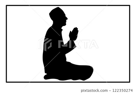 Silhouette of a Muslim praying, Man Muslim Praying Silhouette 122350274