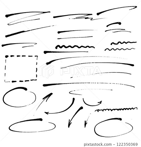 Vector ornament and scribbles set. Hand drawn illustration isolated on white background. 122350369