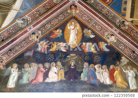 Ascension of Christ, Fresco by Andrea di Bonaiuto, Spanish Chapel in Santa Maria Novella Principal Dominican church in Florence, Italy 122350508