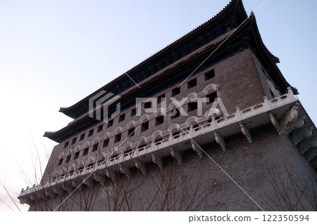 Archery Tower of Zhengyangmen is a gate in Beijing's historic city wall situated to the south of Tiananmen Square and once guarded the southern entry into the Inner City, in Beijing Archery Tower of Zhengyangmen is a gate in Beijing's historic city wall situated to the south of Tiananmen Square and once guarded the southern entry into the Inner City, in Beijing 122350594