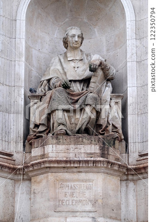 The statue of Massillon by Jacques Fauginet, Fountain of the Sacred Orators, Place Saint-Sulpice in Paris, France 122350794