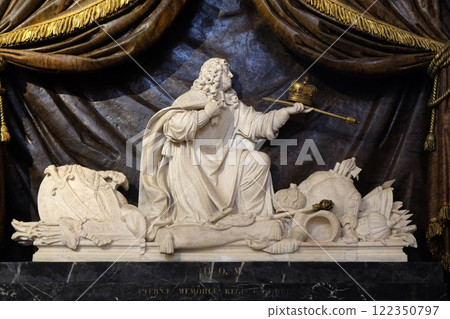 Marble sculpture of the mausoleum of John II Casimir, king of Poland by Gaspard and Balthazar Marsy in the Saint Germain des Pres Church, Paris Marble sculpture of the mausoleum of John II Casimir, king of Poland by Gaspard and Balthazar Marsy in the Saint Germain des Pres Church, Paris 122350797