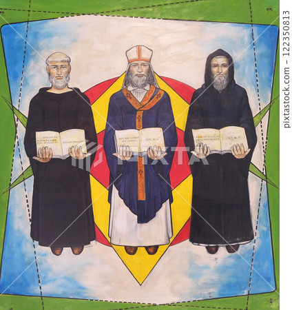 Altar in the Catholic church of St. Cyril, Methodius and St. Benedict in Ohrid, Macedonia Altar in the Catholic church of St. Cyril, Methodius and St. Benedict in Ohrid, Macedonia 122350813