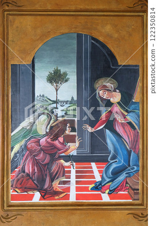 Annunciation of the Virgin, altarpiece in the Catholic church of St. Cyril, Methodius and St. Benedict in Ohrid, Macedonia 122350814