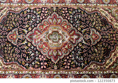 Carpet from wool and silk of classical design, Delhi, India 122350873