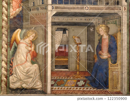Annunciation to the Virgin Mary by Pietro di Miniato, Santa Maria Novella Principal Dominican church in Florence, Italy Annunciation to the Virgin Mary by Pietro di Miniato, Santa Maria Novella Principal Dominican church in Florence, Italy 122350900