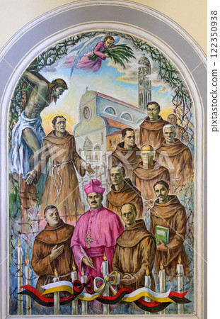 Frescoes that depict the persecution of religion in socialist Albania, Franciscan church in Shkoder, Albania Frescoes that depict the persecution of religion in socialist Albania, Franciscan church in Shkoder, Albania 122350938