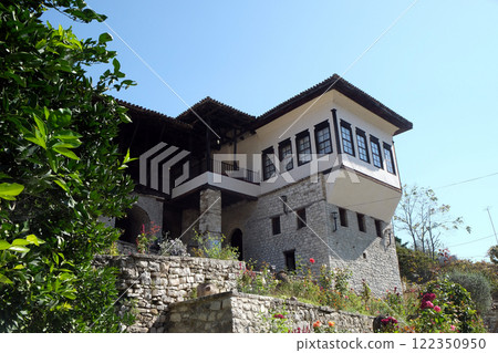 Traditional ottoman house in old town Berat known as the White City of Albania 122350950