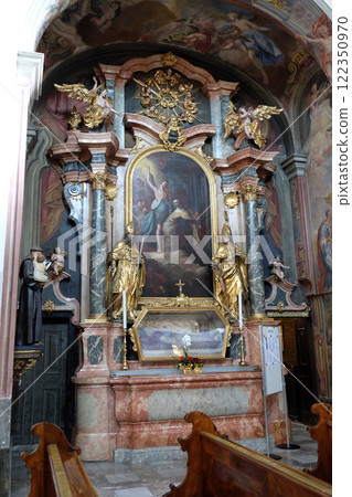 Altar of Saint Barbara in Barmherzigenkirche church in Graz, Styria, Austria 122350970