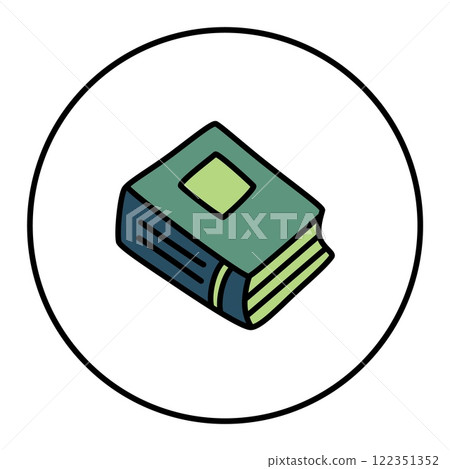 Doodle book icon hand drawn with thin line in minimalistic style and colored Doodle book icon hand drawn with thin line in minimalistic style and colored 122351352