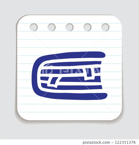 Doodle book with bookmark icon hand drawn with blue pen on a notepaper in flat style 122351376