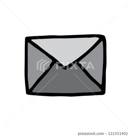 Doodle letter envelope icon hand drawn with black line in freehand style 122351402