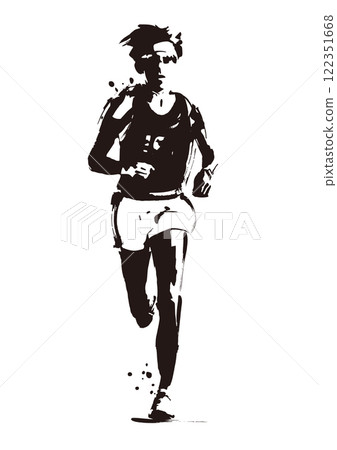 A runner running at full speed towards the goal 122351668