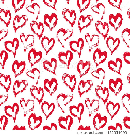 Seamless heart pattern. Hand painted ink brush 122351693