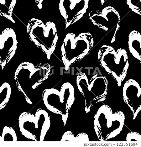 Seamless heart pattern. Hand painted ink brush 122351694