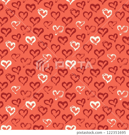 Seamless heart pattern. Hand painted ink brush Seamless heart pattern. Hand painted ink brush 122351695