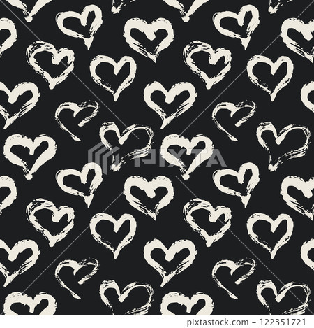 Seamless heart pattern hand painted with ink brush 122351721