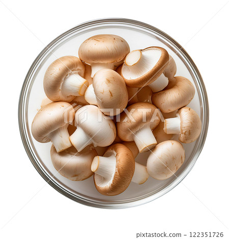 盤子裡的新鮮蘑菇 122351726