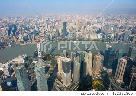Shanghai, China - Cityscape seen from an observation deck in the center of Shanghai Shanghai, China - Cityscape seen from an observation deck in the center of Shanghai 122351869