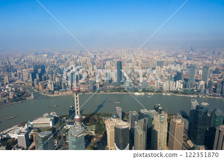 Shanghai, China - Cityscape seen from an observation deck in the center of Shanghai 122351870