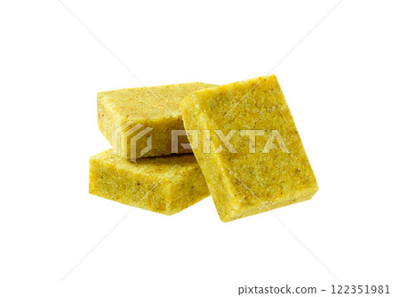 broth cube isolated on a white background. 122351981