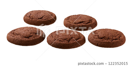 Chocolate brownie cookies isolated. Chocolate cookies isolated isolated on white background. 122352015