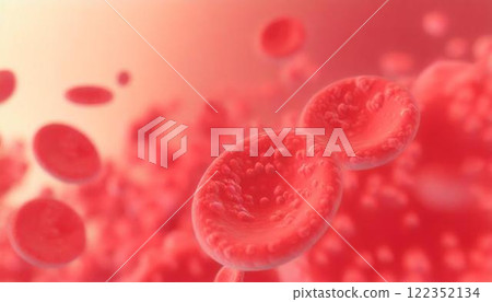 3D illustration of red blood cells moving through the body Medical material 3D illustration of red blood cells moving through the body Medical material 122352134