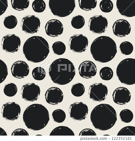 Seamless pattern with grunge circles hand painted with ink Seamless pattern with grunge circles hand painted with ink 122352181