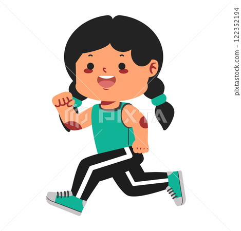 Kid Girl running on school sport day 122352194