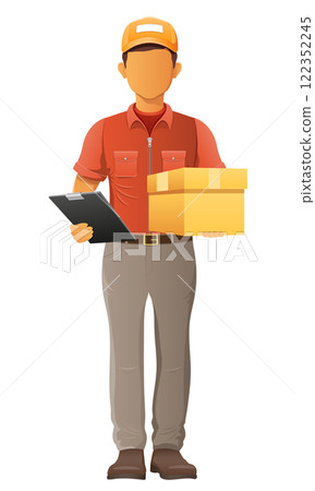 delivery young man courier service vector illustration 122352245