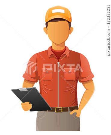 delivery young man courier service vector illustration 122352253
