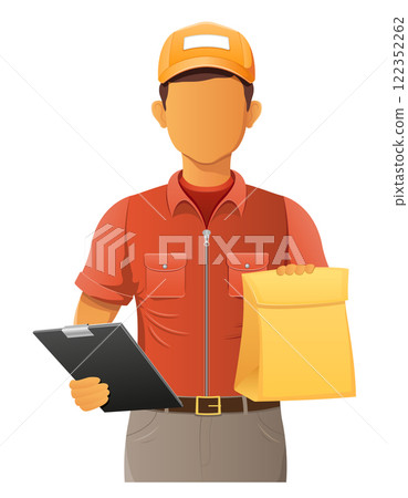 delivery young man courier service vector illustration 122352262