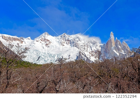 View of the valley towards Laguna Torre with Cerro Torre and surrounding peaks 122352294