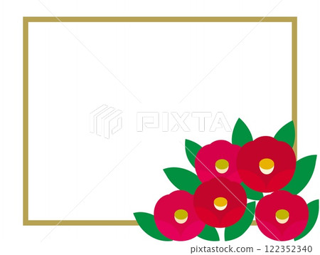 山茶花框空白方形 122352340