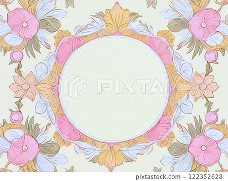 圓形框架與花卉圖案 122352628