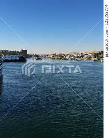 Nile River and Aswan cityscape, Nile River cruise Nile River and Aswan cityscape, Nile River cruise 122352774