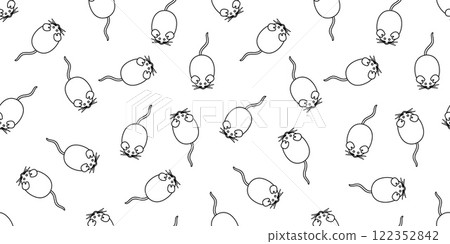Seamless pattern with doodle random cartoon mice 122352842