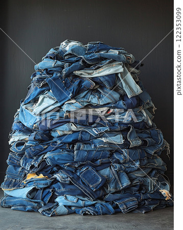牛仔布料堆積如山 122353099