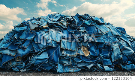牛仔布料堆積如山 122353104