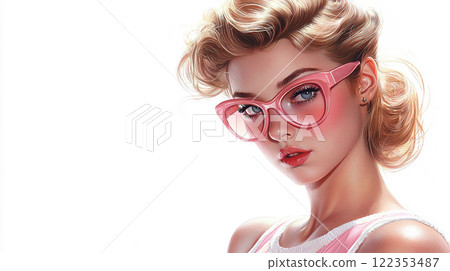 復古風格迷人女人的插圖 122353487