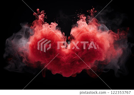 Heart made of red smoke. Love Concept. Generative AI 122353767