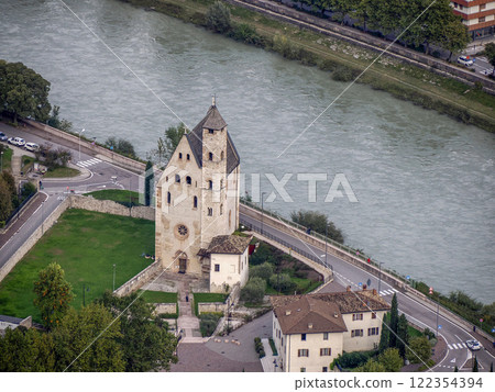 Sant'Apollinare church in Trento Aerial View from Sardagna cable car Sant'Apollinare church in Trento Aerial View from Sardagna cable car 122354394