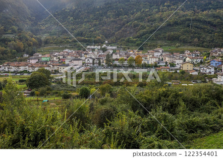 Sardagna village near Trento View from Sardagna cable car 122354401