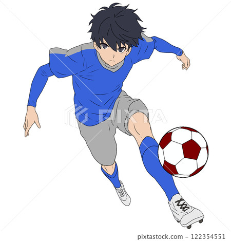 A boy playing football 122354551