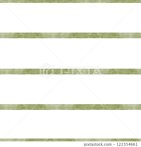 Watercolor geometric pattern of stripes, lines, strokes of green color. Illustration on white background. Abstract seamless print for textiles, fabric, packaging, clothes, printing 122354661