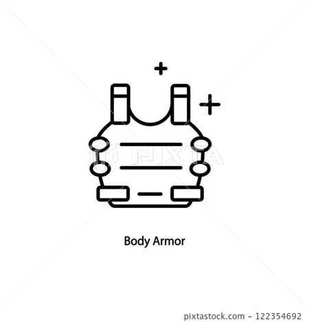 Body armor icon. Outline style icon design isolated on white background Body armor icon. Outline style icon design isolated on white background 122354692