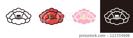 Flower icons. Seasonal flowers such as peonies and Chinese peonies. Simple illustration material. Flower icons. Seasonal flowers such as peonies and Chinese peonies. Simple illustration material. 122354806