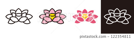 Flower icons. Seasonal flowers such as lotus and water lilies. Simple illustration material. Flower icons. Seasonal flowers such as lotus and water lilies. Simple illustration material. 122354811